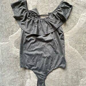 Gray Ruffled Kids One Piece
